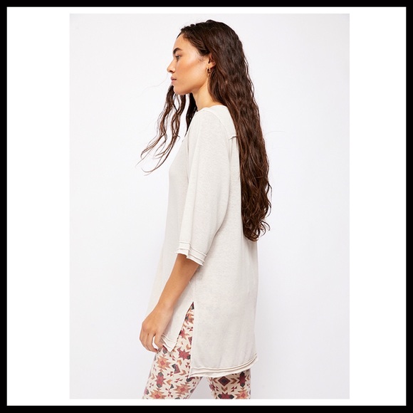 FREE PEOPLE BOHO TUNIC HENLEY TEE TOP A2C - Picture 9 of 16